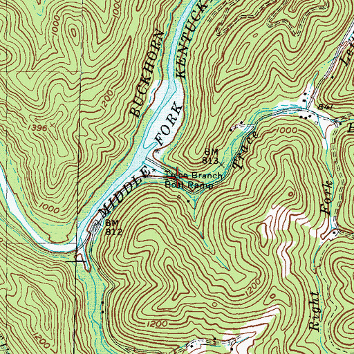 Topographic Map of Trace Branch Boat Ramp, KY