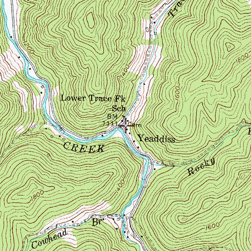 Topographic Map of Trace Fork, KY