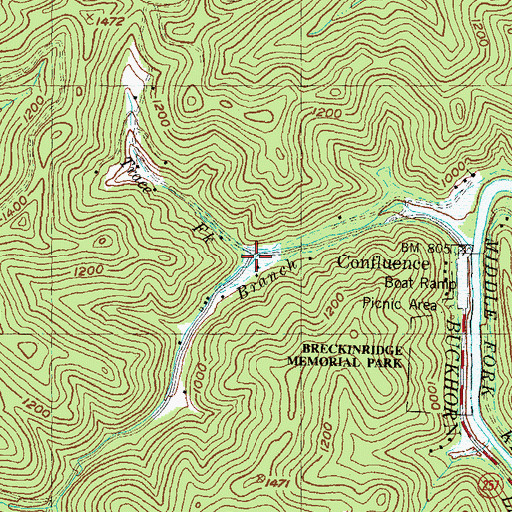 Topographic Map of Trace Fork, KY
