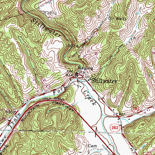 Topographic Map of Trace Fork, KY