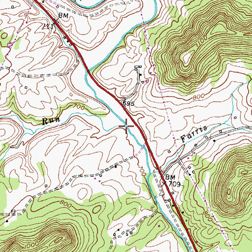 Topographic Map of Trace Run, KY