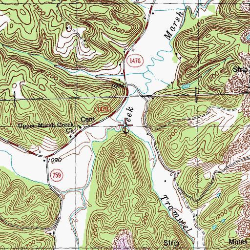 Topographic Map of Trammel Fork, KY