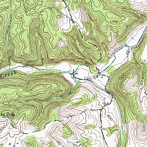 Topographic Map of Travis Creek, KY