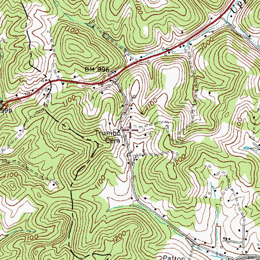 Topographic Map of Trumbo Cemetery, KY