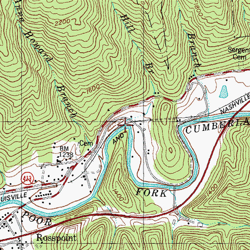 Topographic Map of Tunnel Hill Branch, KY