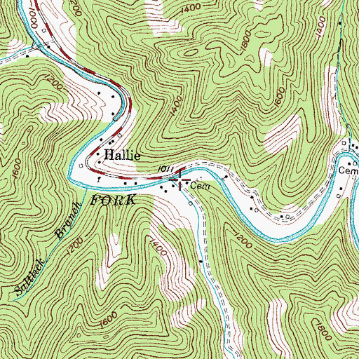 Topographic Map of Turkey Creek, KY