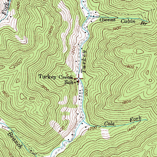 Topographic Map of Turkey Creek School, KY