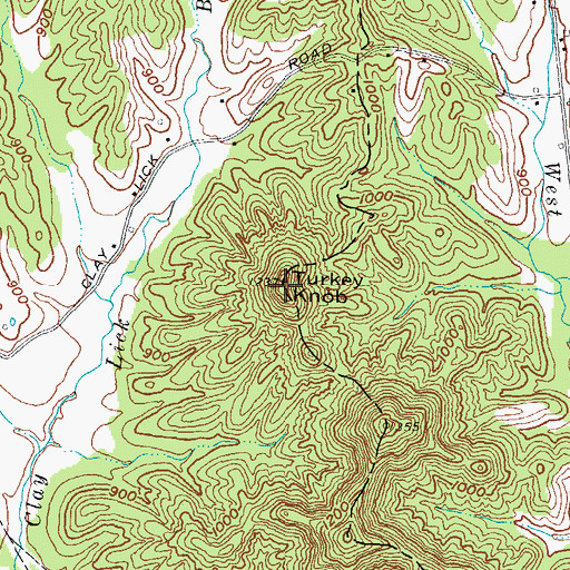 Topographic Map of Turkey Knob, KY