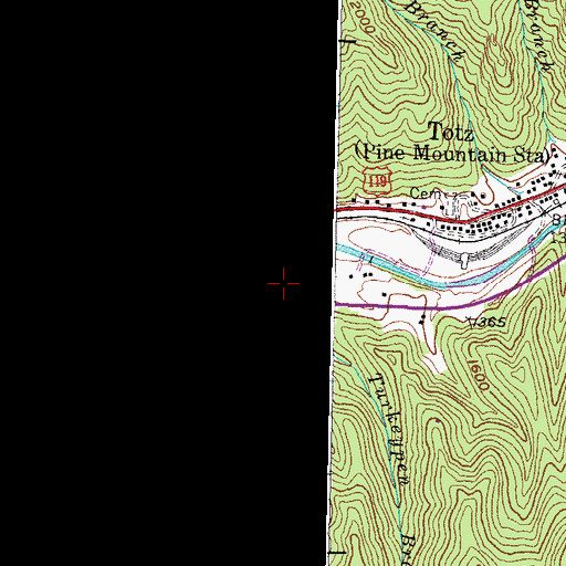 Topographic Map of Turkeypen Branch, KY