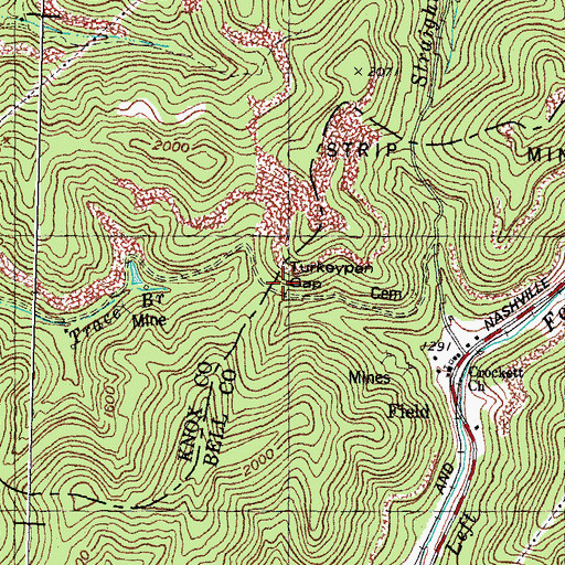 Topographic Map of Turkeypen Gap, KY