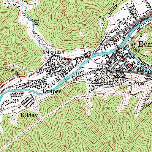 Topographic Map of Turner Branch, KY