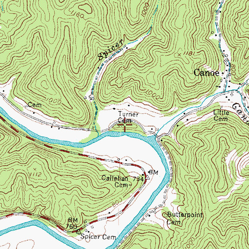 Topographic Map of Turner Cemetery, KY