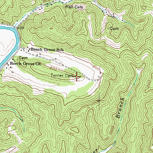 Topographic Map of Turner Cemetery, KY