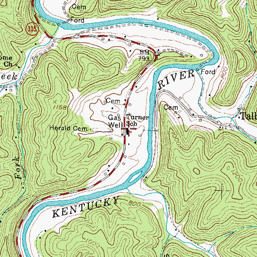 Topographic Map of Turner School, KY