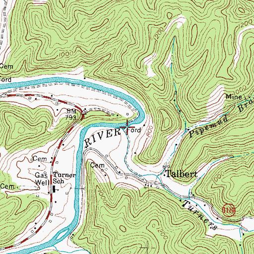 Topographic Map of Turners Creek, KY