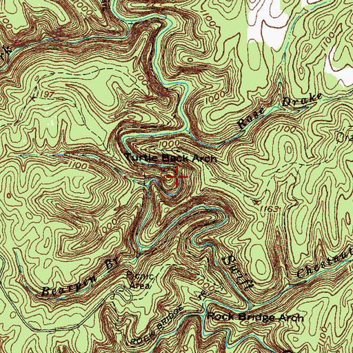Topographic Map of Turtle Back Arch, KY
