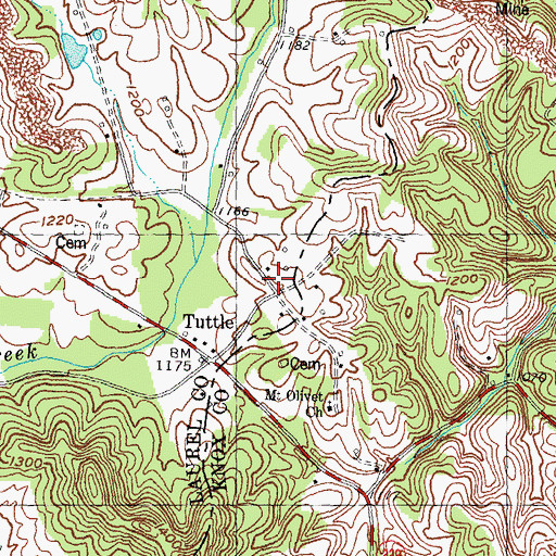 Topographic Map of Tuttle, KY