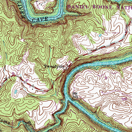 Topographic Map of Twentysix, KY