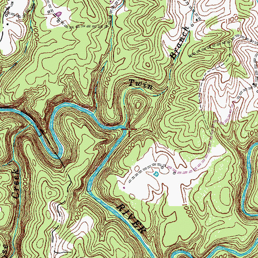 Topographic Map of Twin Branch, KY