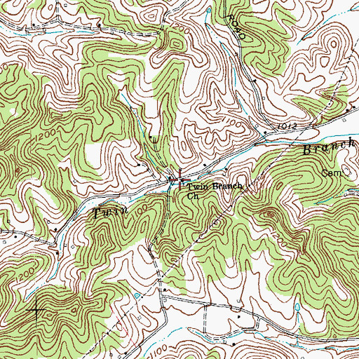 Topographic Map of Twin Branch Methodist Church, KY