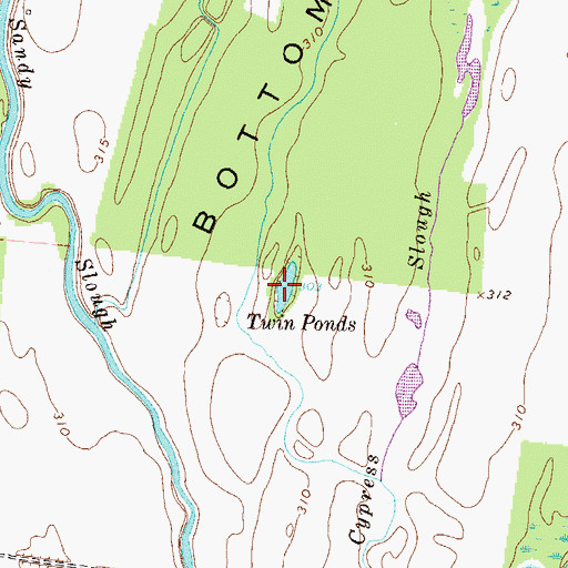Topographic Map of Twin Ponds, KY