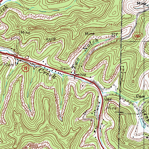 Topographic Map of Two Notch Branch, KY