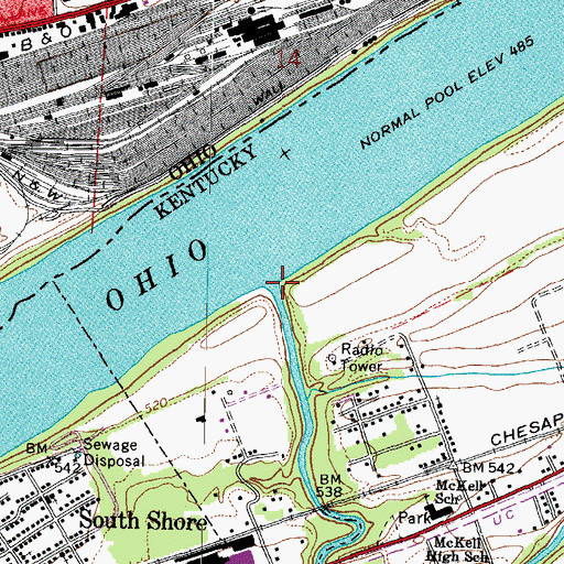 Topographic Map of Tygarts Creek, KY