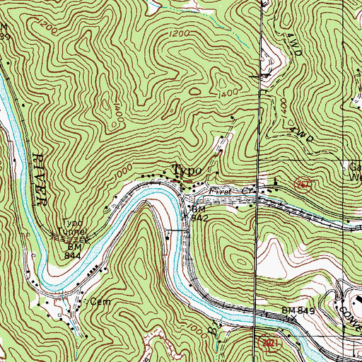 Topographic Map of Typo, KY