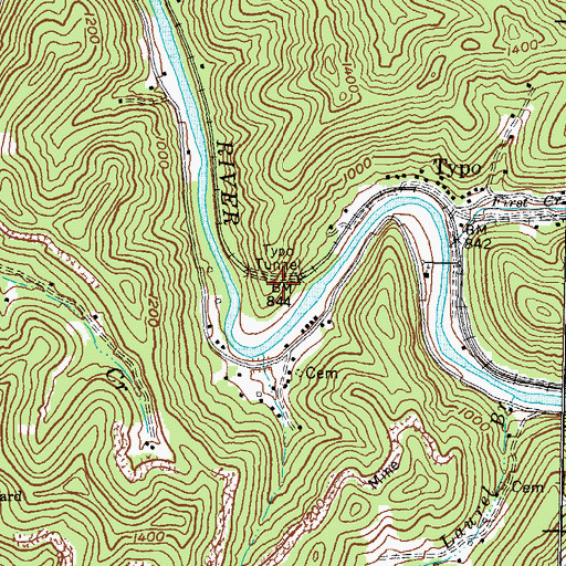 Topographic Map of Typo Tunnel, KY