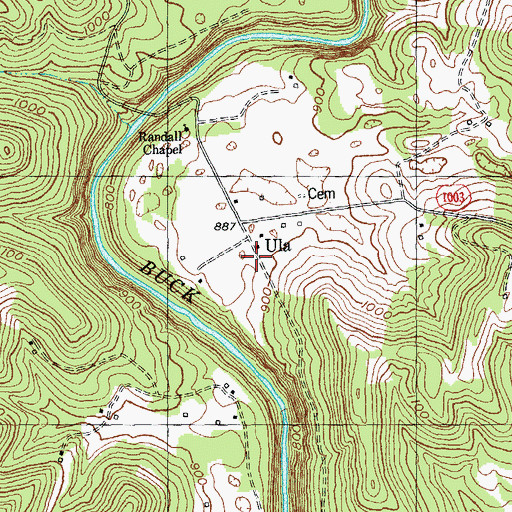 Topographic Map of Ula, KY
