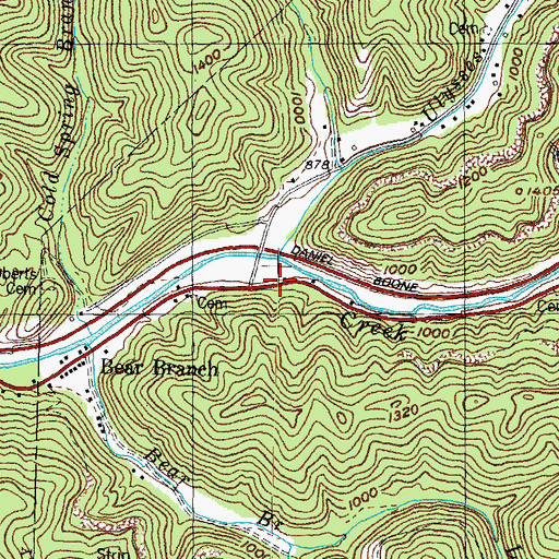Topographic Map of Ulysses Creek, KY