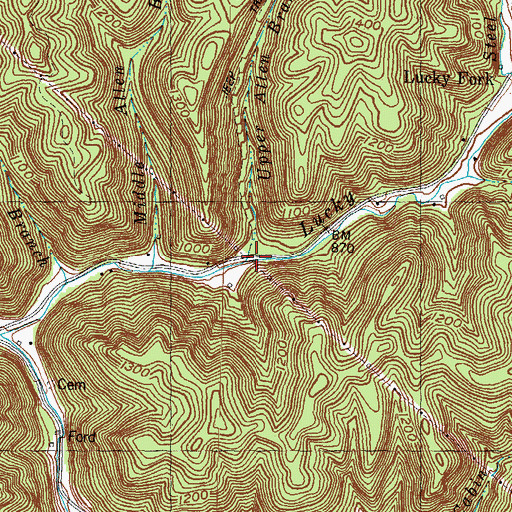 Topographic Map of Upper Allen Branch, KY