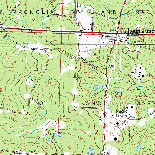 Topographic Map of Magnolia Oil and Gas Field, AR