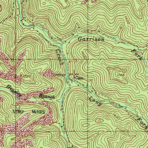 Topographic Map of Upper Camp Creek School, KY