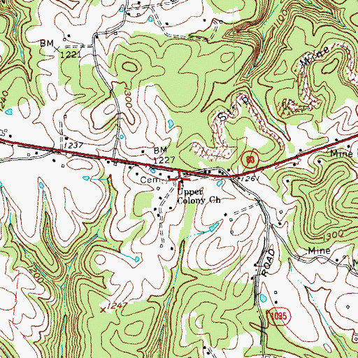 Topographic Map of Upper Colony Church, KY