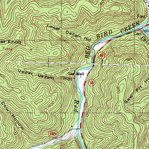 Topographic Map of Upper DeZarn Hollow, KY