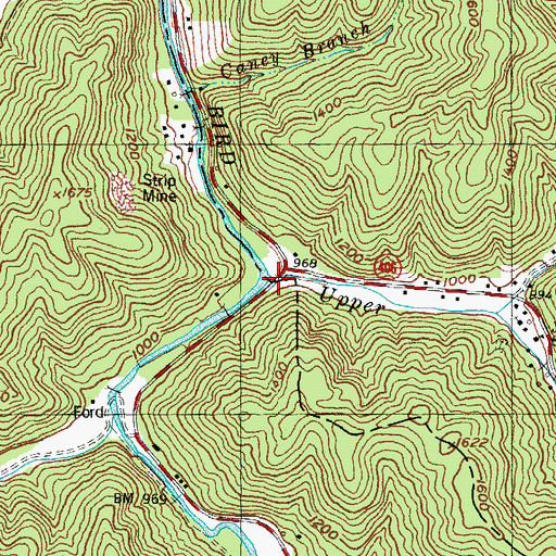 Topographic Map of Upper Jacks Creek, KY