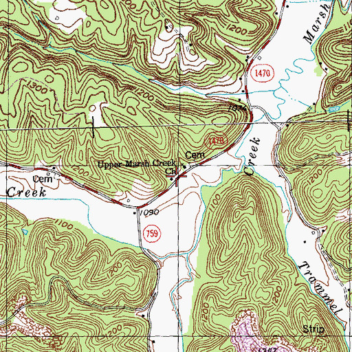 Topographic Map of Upper Marsh Creek Church, KY