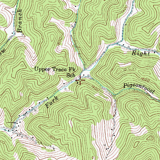 Topographic Map of Upper Trace Fork School, KY