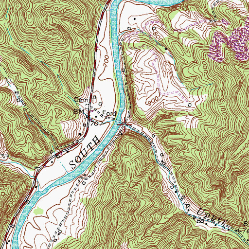 Topographic Map of Upper Wolf Creek, KY