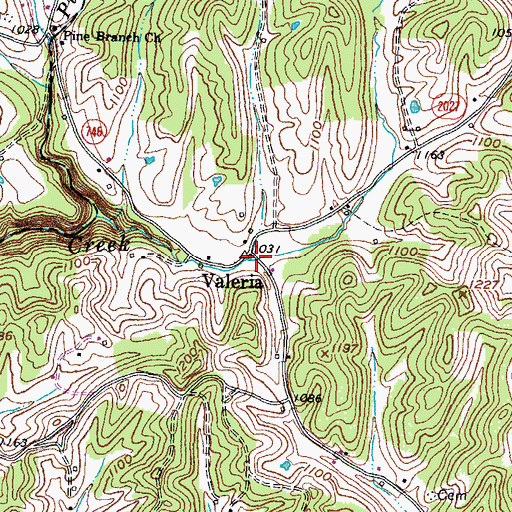 Topographic Map of Valeria, KY