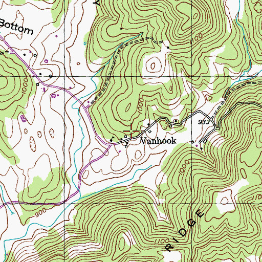 Topographic Map of Vanhook, KY