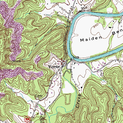 Topographic Map of Verne, KY