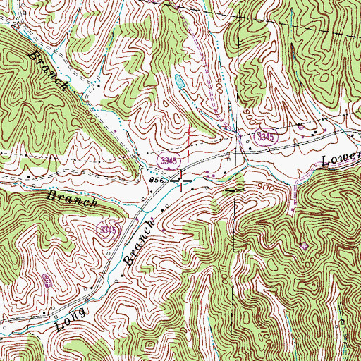 Topographic Map of Vest Branch, KY