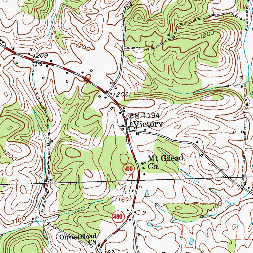 Topographic Map of Victory, KY