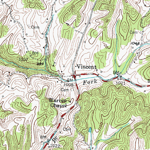 Topographic Map of Vincent, KY