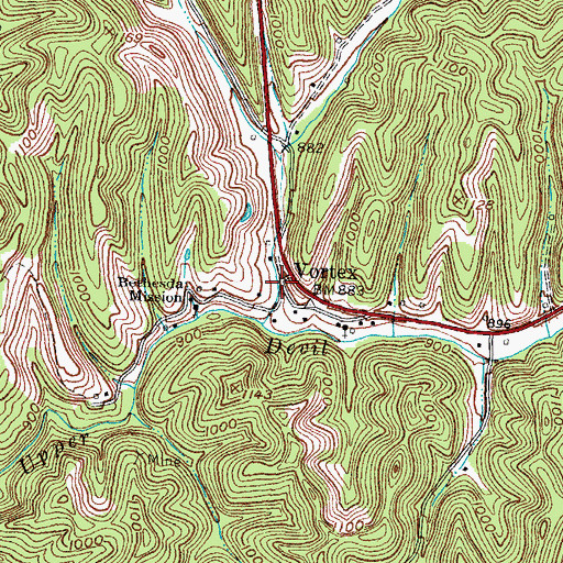 Topographic Map of Vortex, KY