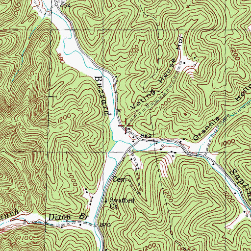 Topographic Map of Voting House Hollow, KY
