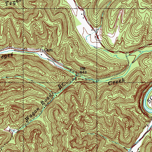 Topographic Map of Wagon Road Branch, KY