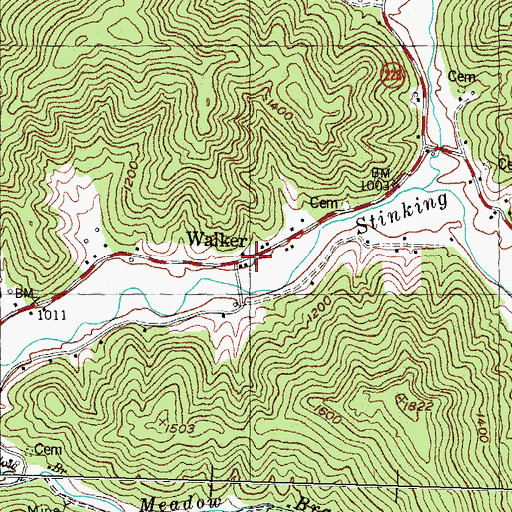 Topographic Map of Walker, KY